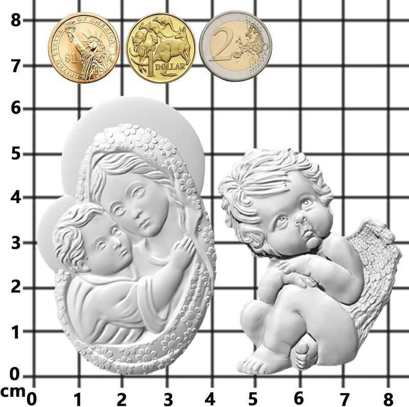 FUNSHOWCASE Art Molds for Polyclay Air Dry Clay Plaster, Carved Holy Family Mother and Cherub - Image 4